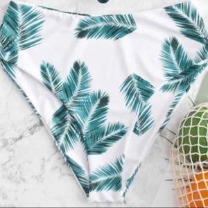 High waisted leafy swim suit bottoms